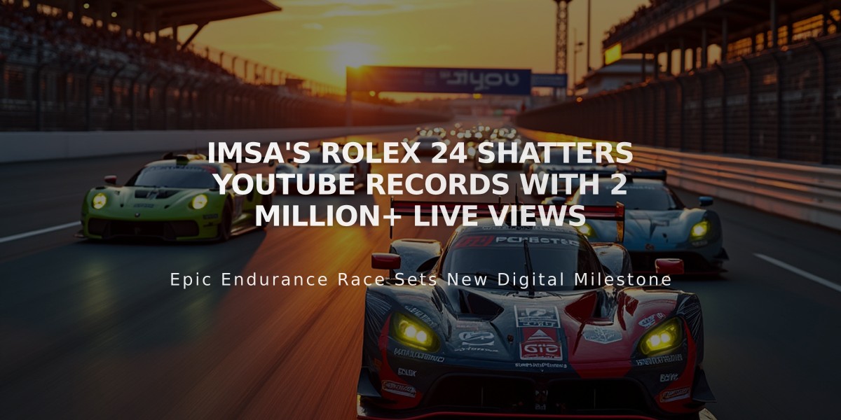 IMSA's Rolex 24 Shatters YouTube Records with 2 Million+ Live Views