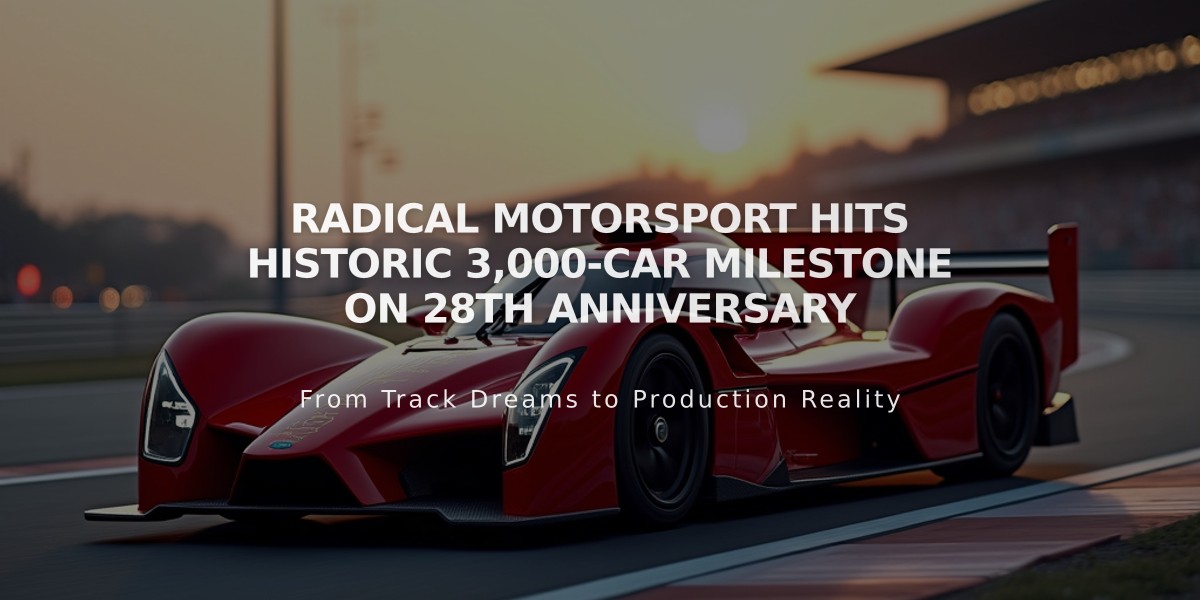 Radical Motorsport Hits Historic 3,000-Car Milestone on 28th Anniversary