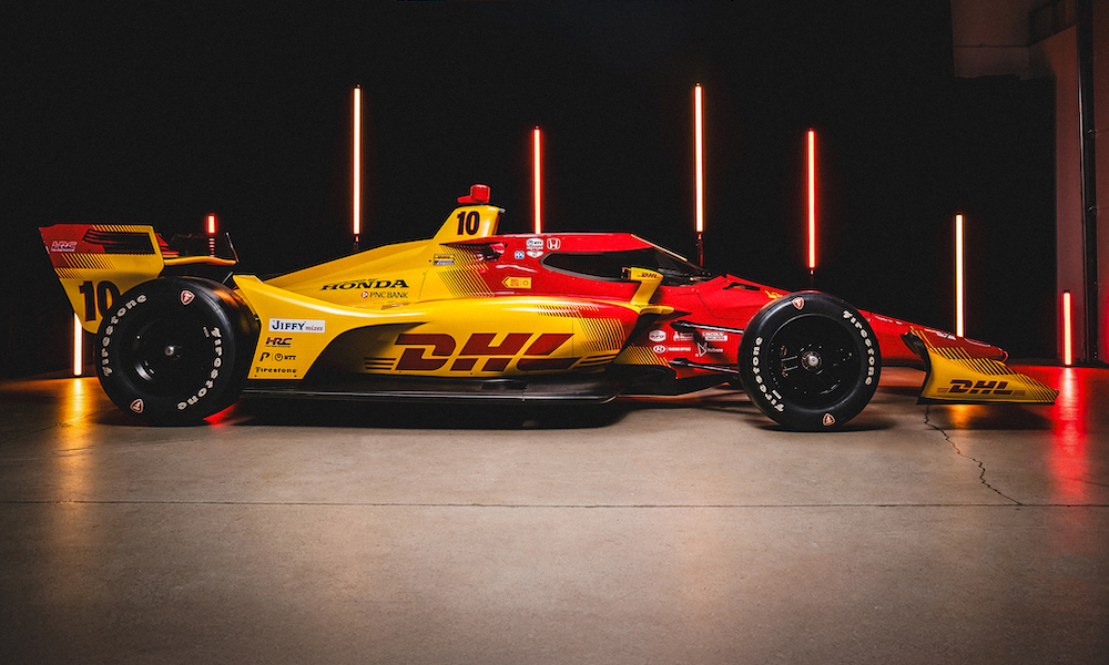 DHL-branded race car