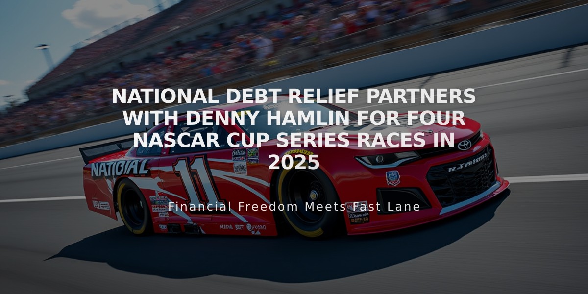 National Debt Relief Partners with Denny Hamlin for Four NASCAR Cup Series Races in 2025