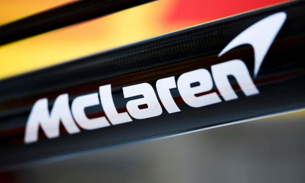 McLaren F1 car logo closeup