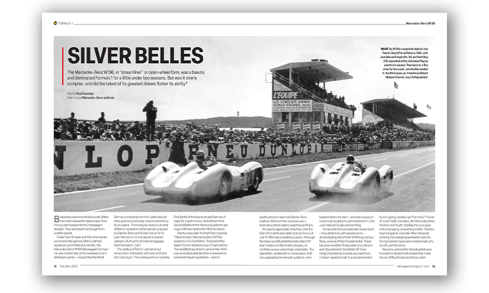 Silver Mercedes-Benz W196 racers