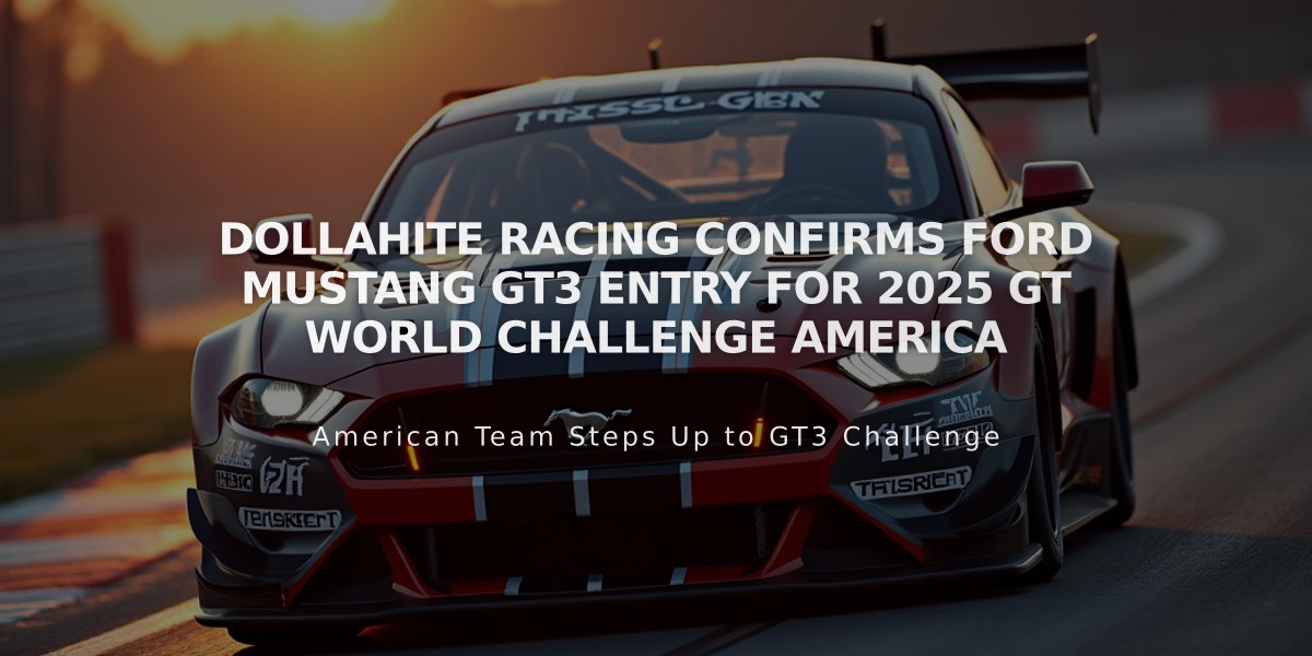 Dollahite Racing Confirms Ford Mustang GT3 Entry for 2025 GT World Challenge America