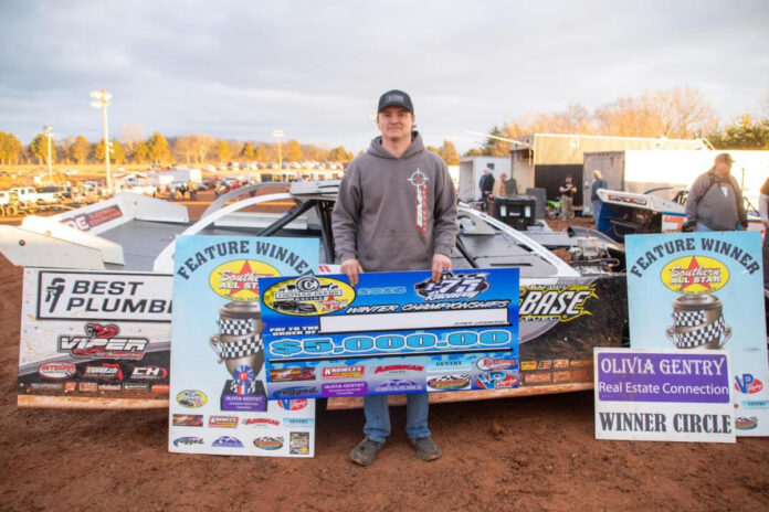 Race car winner on dirt track