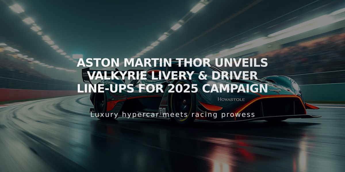 Aston Martin THOR Unveils Valkyrie Livery & Driver Line-ups For 2025 Campaign