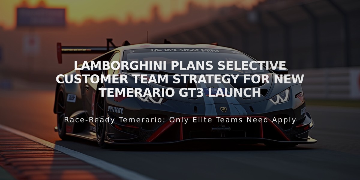 Lamborghini Plans Selective Customer Team Strategy for New Temerario GT3 Launch