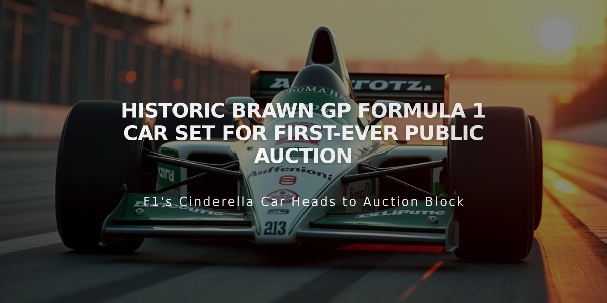 Historic Brawn GP Formula 1 Car Set for First-Ever Public Auction