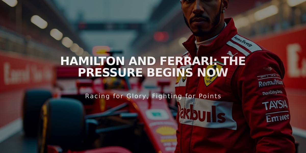 Hamilton and Ferrari: The Pressure Begins Now