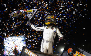 Christopher Bell celebrates race victory