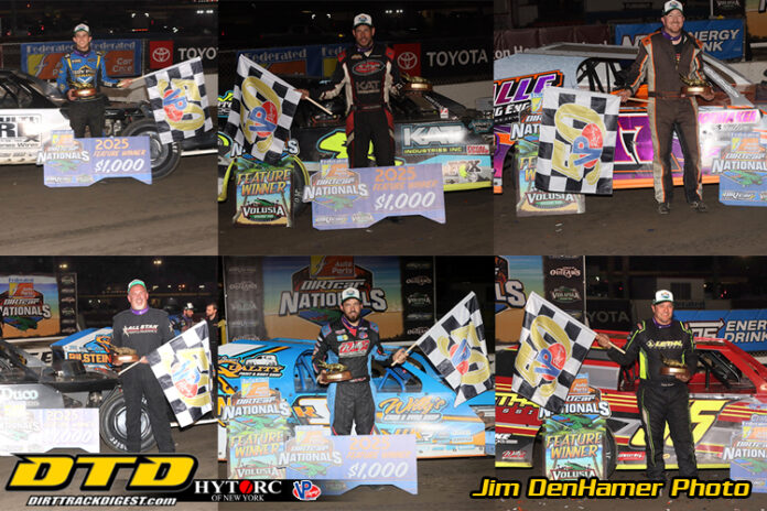 UMP Modified racing winners with trophies