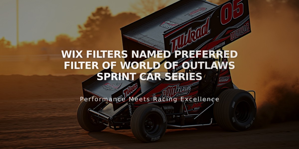 WIX Filters Named Preferred Filter of World of Outlaws Sprint Car Series