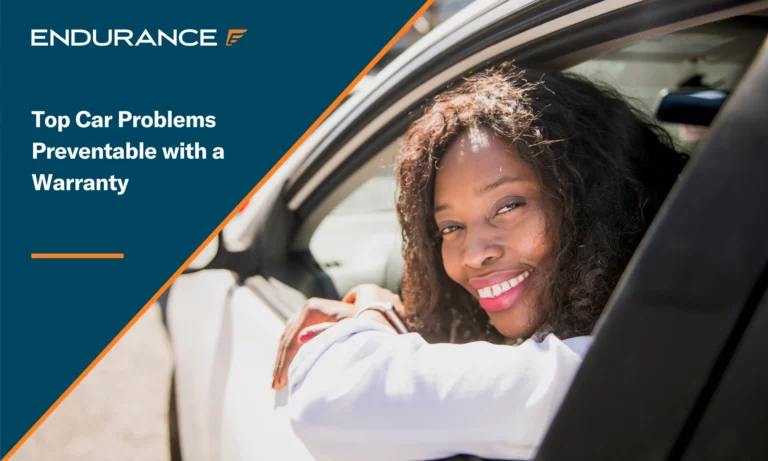 Woman smiling in car interior