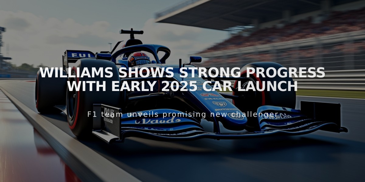 Williams Shows Strong Progress with Early 2025 Car Launch