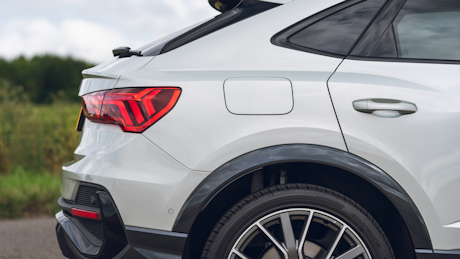 White Audi Q3 Sportback from behind