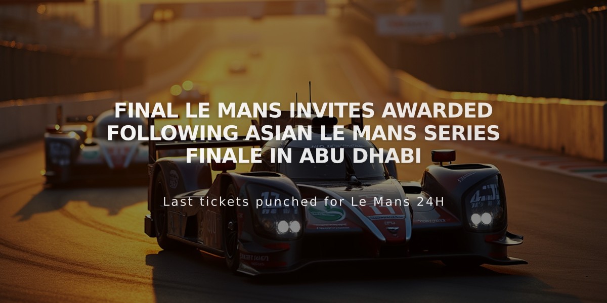 Final Le Mans Invites Awarded Following Asian Le Mans Series Finale in Abu Dhabi