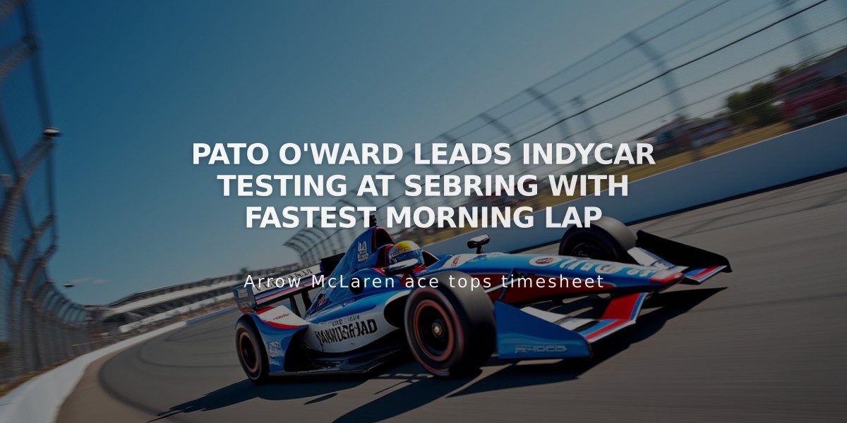 Pato O'Ward Leads IndyCar Testing at Sebring with Fastest Morning Lap