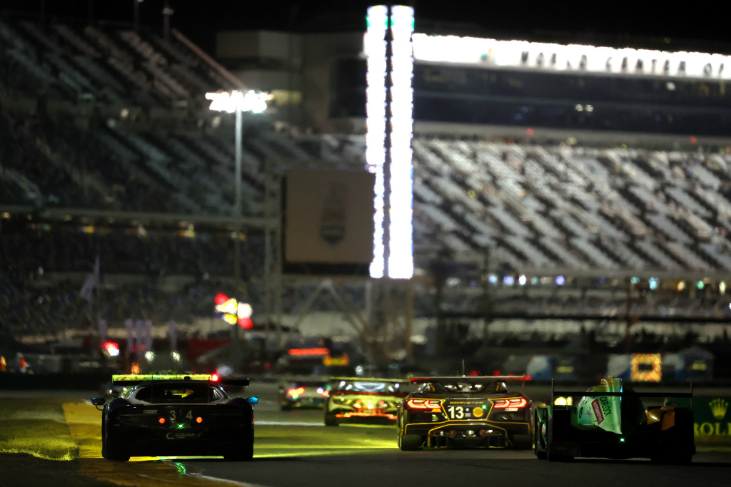 NASCAR cars racing at Daytona