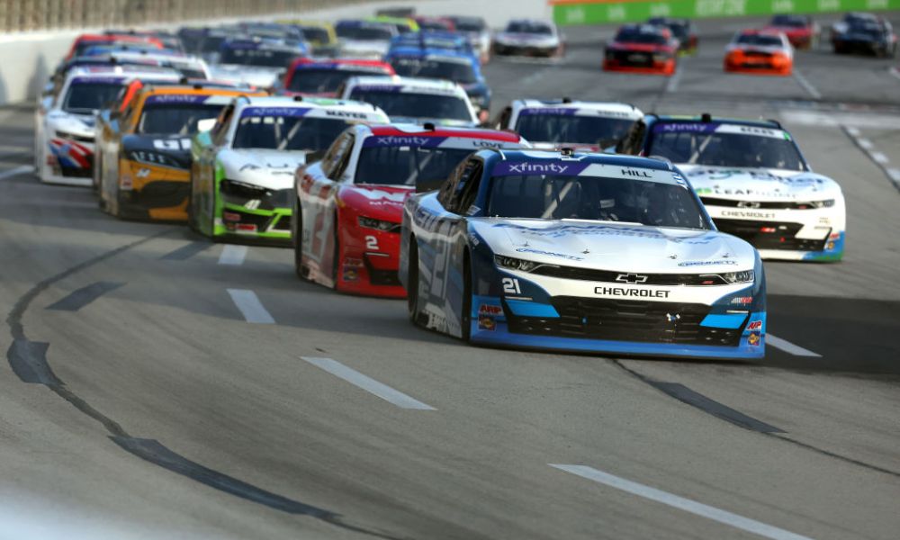 NASCAR cars racing at Daytona