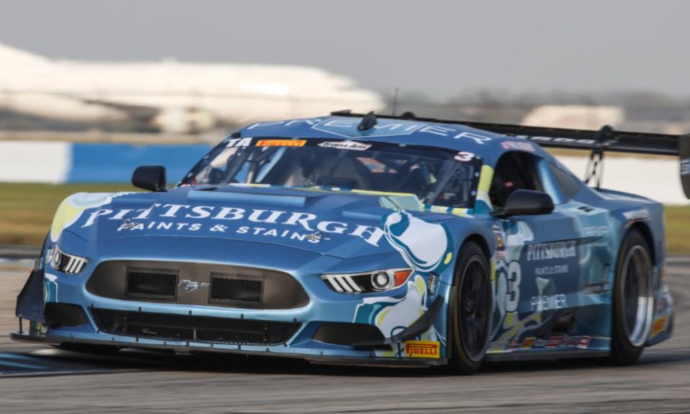 Blue Trans Am car at Sebring