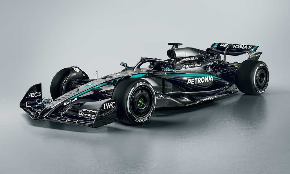 Mercedes W15 F1 car side view