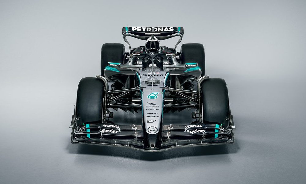 Mercedes F1 car on track