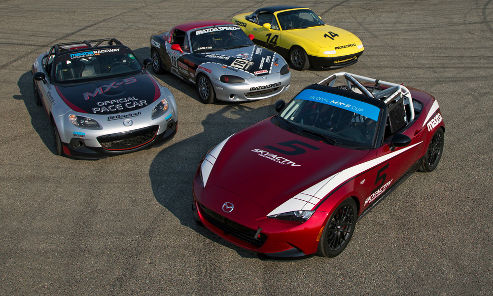 Group of racing Mazda MX-5s