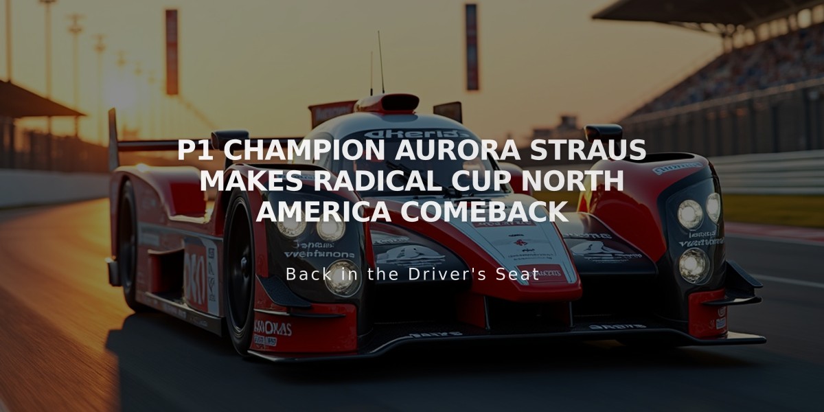 P1 Champion Aurora Straus Makes Radical Cup North America Comeback