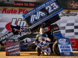 Race official with checkered flag