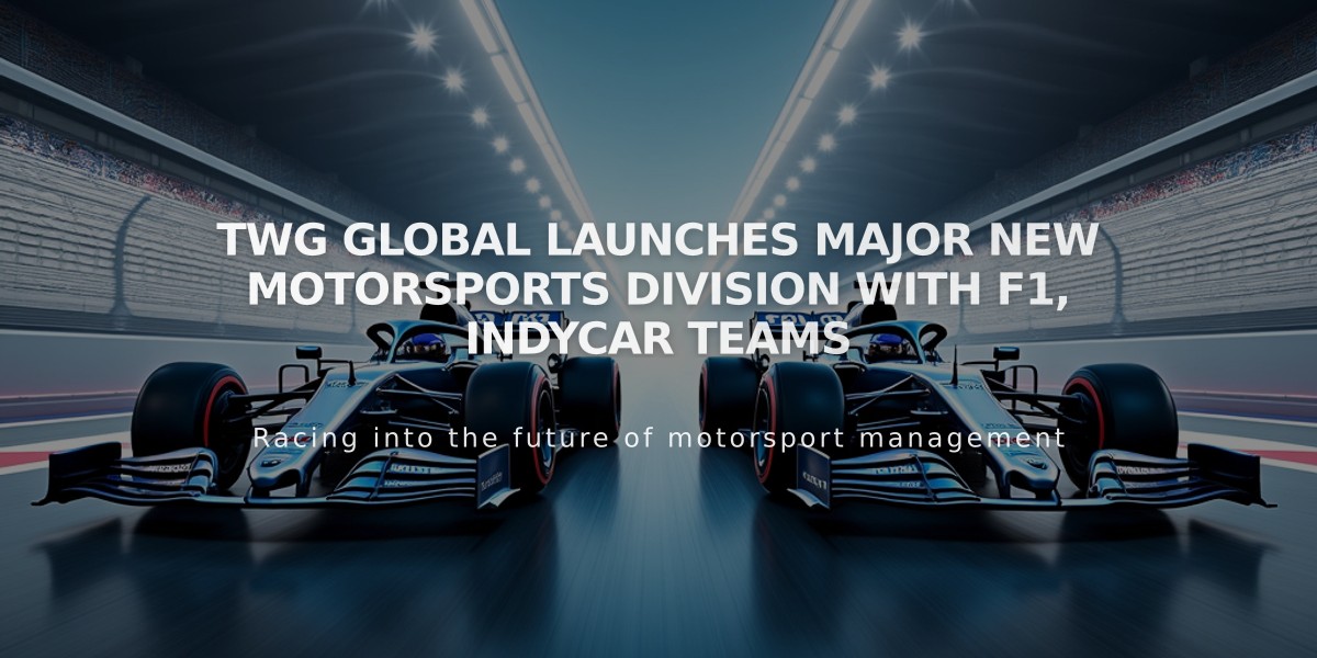 TWG Global Launches Major New Motorsports Division with F1, IndyCar Teams