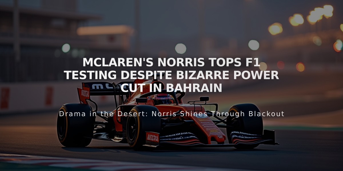 McLaren's Norris Tops F1 Testing Despite Bizarre Power Cut in Bahrain