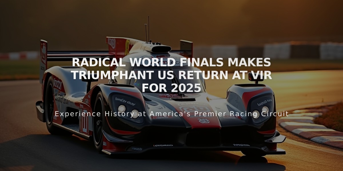 Radical World Finals Makes Triumphant US Return at VIR for 2025