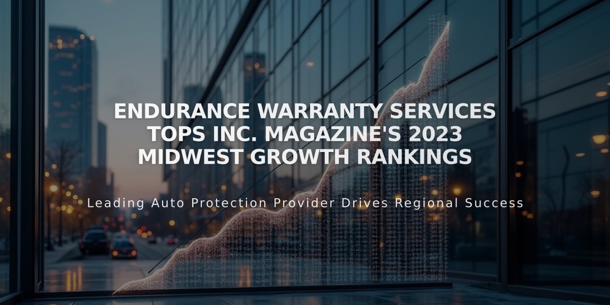 Endurance Warranty Services Tops Inc. Magazine's 2023 Midwest Growth Rankings