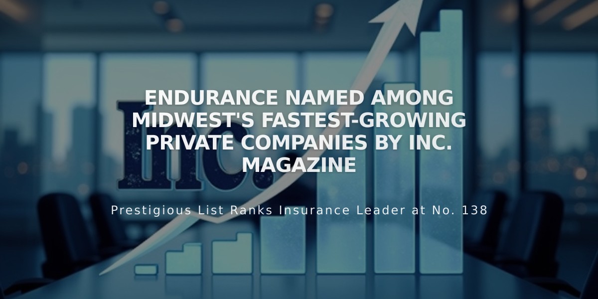 Endurance Named Among Midwest's Fastest-Growing Private Companies by Inc. Magazine