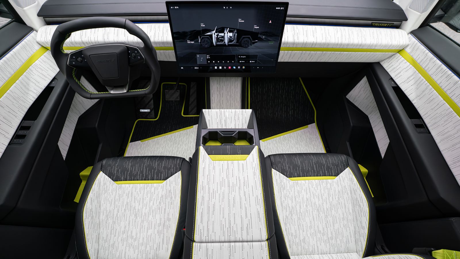 Interior of modified Tesla Cybertruck