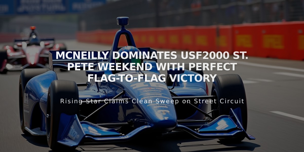 McNeilly Dominates USF2000 St. Pete Weekend with Perfect Flag-to-Flag Victory