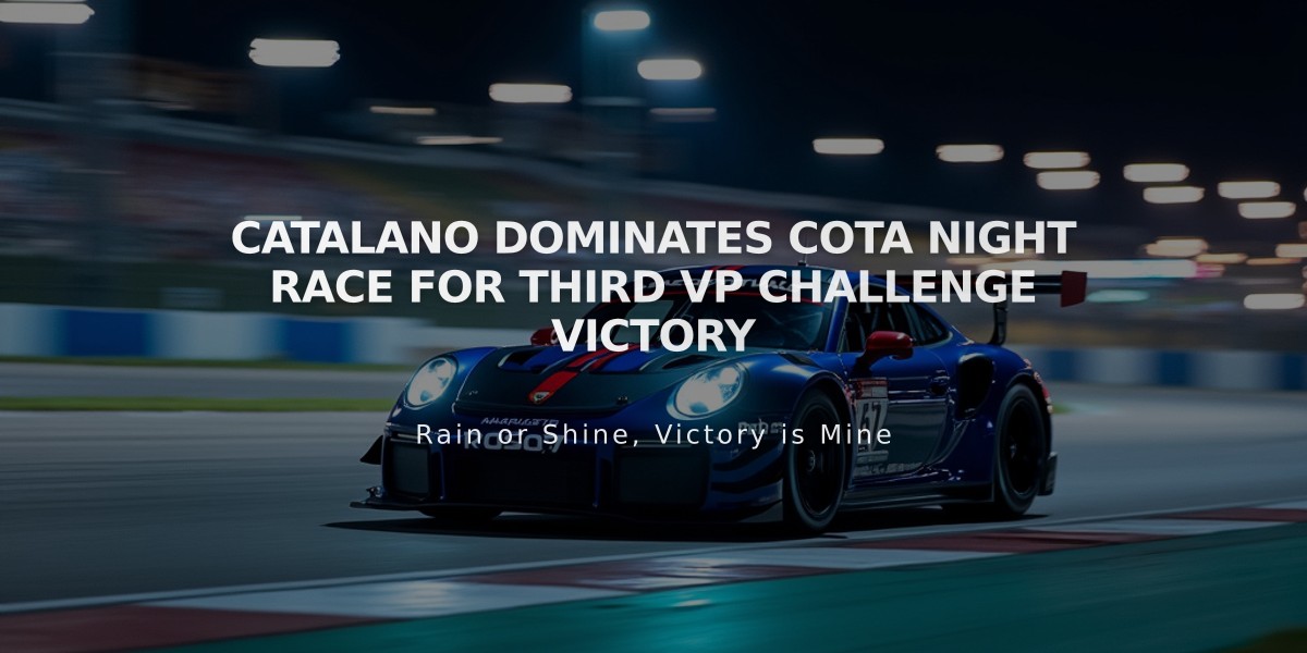 Catalano Dominates COTA Night Race for Third VP Challenge Victory