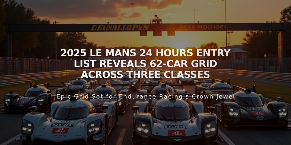 2025 Le Mans 24 Hours Entry List Reveals 62-Car Grid Across Three Classes