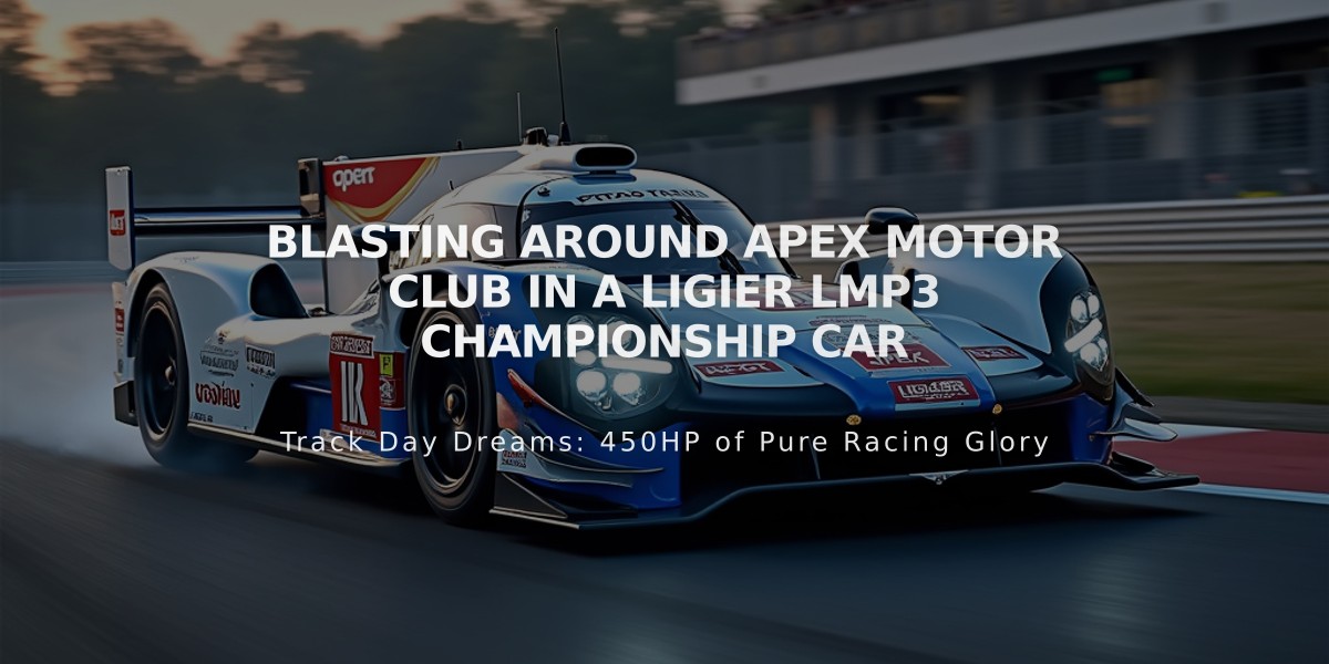 Blasting Around Apex Motor Club in a Ligier LMP3 Championship Car