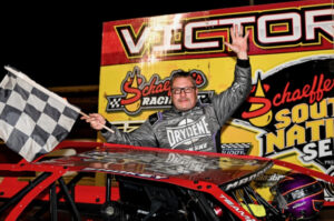 Race official with checkered flag