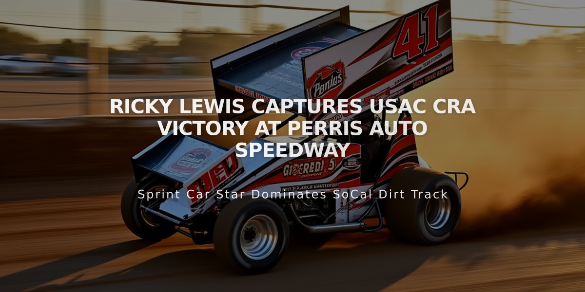 Ricky Lewis Captures USAC CRA Victory at Perris Auto Speedway