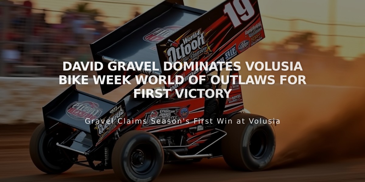 David Gravel Dominates Volusia Bike Week World of Outlaws for First Victory