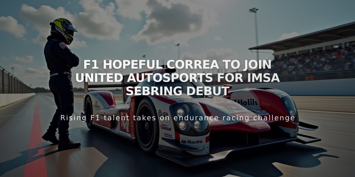 F1 Hopeful Correa to Join United Autosports for IMSA Sebring Debut