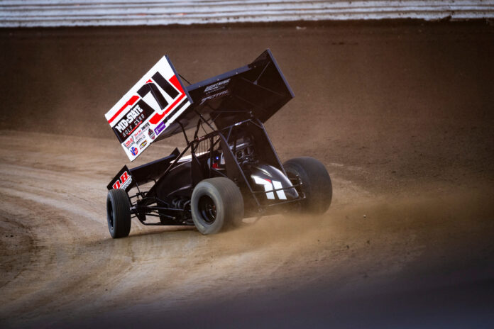 Racing car on dirt track