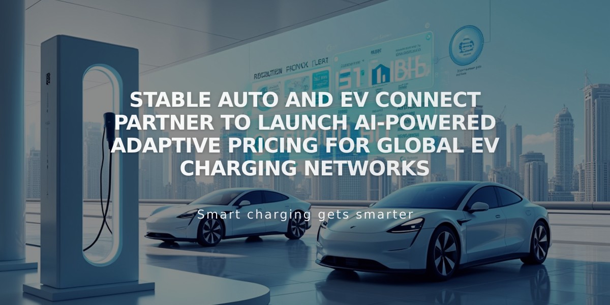 Stable Auto and EV Connect Partner to Launch AI-Powered Adaptive Pricing for Global EV Charging Networks