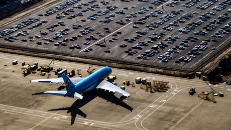 Airport car parking area from above