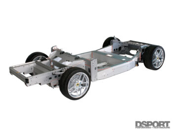 Car chassis with wheels mounted