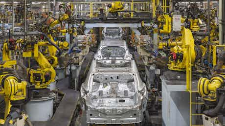 Nissan car assembly line in factory