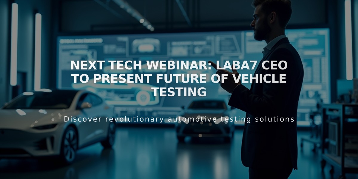 Next Tech Webinar: LABA7 CEO to Present Future of Vehicle Testing