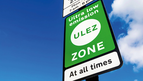 Road sign showing ULEZ warning