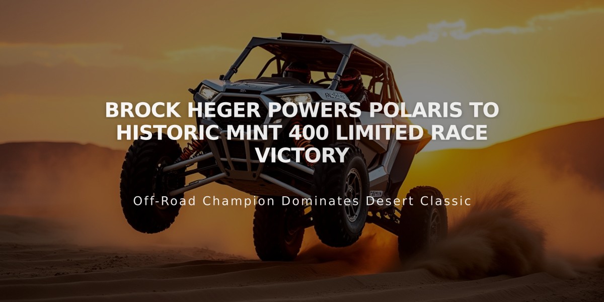 Brock Heger Powers Polaris to Historic Mint 400 Limited Race Victory